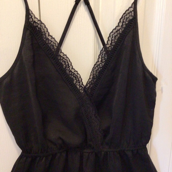 Forever 21 Black 1pc Sleeveless Y-back Lingerie Romper Sleepwear Size Small - Picture 2 of 8